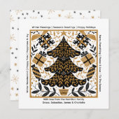 金ゴールドと黒いクリスマスツリーパーソナライズされた シーズンカード (正面/裏面)