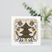 金ゴールドと黒いクリスマスツリーパーソナライズされた シーズンカード (スタンド正面)