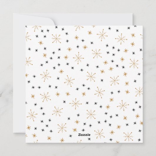 金ゴールドと黒いクリスマスツリーパーソナライズされた シーズンカード (裏面)