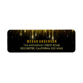 金ゴールドと黒いストリングライトグリッター結婚 ラベル