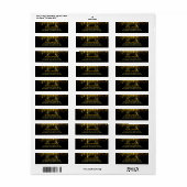 金ゴールドと黒いストリングライトグリッター結婚 ラベル (フルシート)