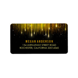 金ゴールドと黒いストリングライトグリッター結婚 ラベル