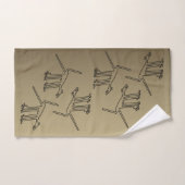 金ゴールドと黒いタオルと動物のナスカ線 バスタオルセット (ハンドタオル)