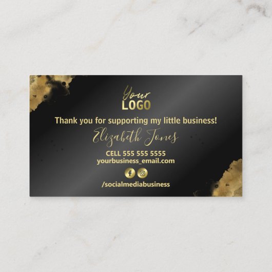 金ゴールドと黒いダマスクのご購入に感謝します 名刺 (裏面)