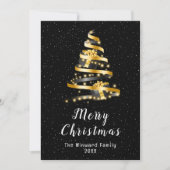 金ゴールドと黒いリボンのギフトメリークリスマス シーズンカード (正面)