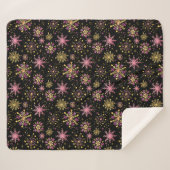 金ゴールドと黒い冬の雪片 シェルパブランケット (正面(横))