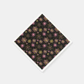 金ゴールドと黒い冬の雪片 スタンダードカクテルナプキン (角)