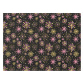 金ゴールドと黒い冬の雪片 テーブルクロス (正面(横))