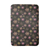 金ゴールドと黒い冬の雪片 バスマット (正面縦)