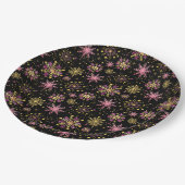 金ゴールドと黒い冬の雪片 ペーパープレート (アングル)