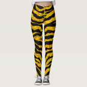 金ゴールドと黒い動物のトラストライプンス レギンス (正面)