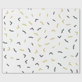 金ゴールドと黒い波状の線のパターモダンン ラッピングペーパー (フラット)