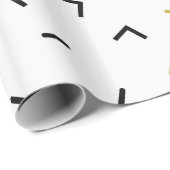 金ゴールドと黒い波状の線のパターモダンン ラッピングペーパー (ロールコーナー)