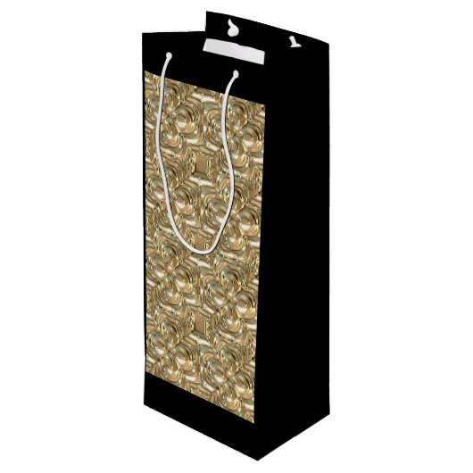 金ゴールドと黒い背の高い抱き枕ワインありがとう ワインギフトバッグ (裏面アングル)