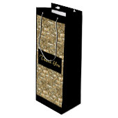 金ゴールドと黒い背の高い抱き枕ワインありがとう ワインギフトバッグ (正面アングル)