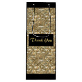 金ゴールドと黒い背の高い抱き枕ワインありがとう ワインギフトバッグ (正面)