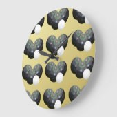 金ゴールドと黒い芝生のボウルのパターン ラージ壁時計 (傾斜)