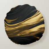 金ゴールドと黒お洒落円枕 ラウンドクッション (裏面)