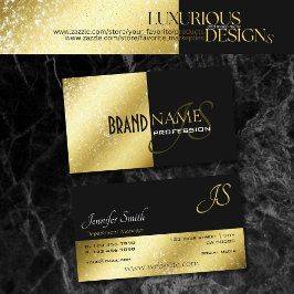 金ゴールドと黒とグリッタースターズモノグラムバイカラー 名刺