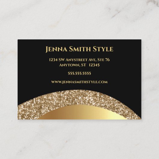 金ゴールドと黒と金ゴールドグリッター 名刺 (裏面)