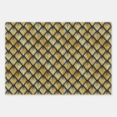 金ゴールドと黒のひし形アールデコパターン ラッピングペーパーシート (正面2)