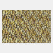 金ゴールドと黒のひし形アールデコパターン ラッピングペーパーシート (正面)