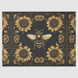 金ゴールドと黒のまわりにとヒマワリ 薄葉紙