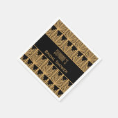 金ゴールドと黒のアールデコパターンブライダルシャワー スタンダードカクテルナプキン (角)