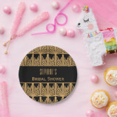 金ゴールドと黒のアールデコパターンブライダルシャワー ペーパープレート (パーティー)