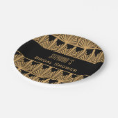 金ゴールドと黒のアールデコパターンブライダルシャワー ペーパープレート (アングル)
