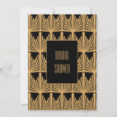 金ゴールドと黒のアールデコパターンブライダルシャワー 招待状 (裏面)