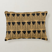 金ゴールドと黒のアールデコパターン アクセントクッション (正面)
