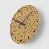 金ゴールドと黒のアールデコパターン ラウンド壁時計 (傾斜)