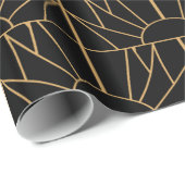 金ゴールドと黒のアールデコパターン ラッピングペーパー (ロールコーナー)