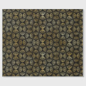 金ゴールドと黒のアールデコパターン ラッピングペーパー (フラット)