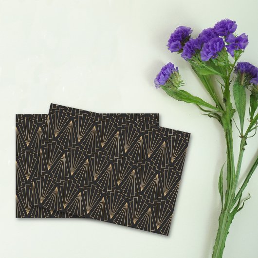 金ゴールドと黒のアールデコパターン 薄葉紙