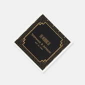金ゴールドと黒のアールデコパタ結婚ーン スタンダードカクテルナプキン (角)