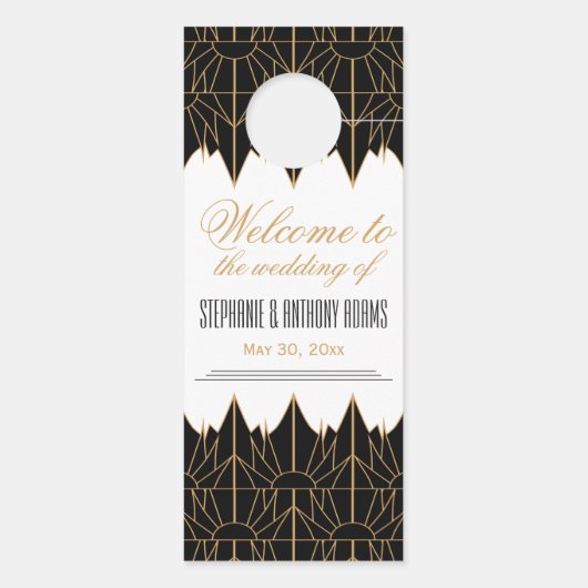 金ゴールドと黒のアールデコパタ結婚ーン ドアノブサイン (裏面)