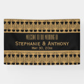 金ゴールドと黒のアールデコパタ結婚ーン 横断幕 (横)