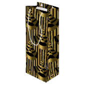 金ゴールドと黒のアールデコ ワインギフトバッグ (裏面アングル)