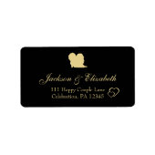 金ゴールドと黒のエレガントな結婚式のアドレス ラベル (正面)