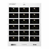 金ゴールドと黒のエレガントな結婚式のアドレス ラベル (フルシート)