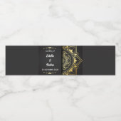 金ゴールドと黒のエレガントな結婚式の好意素朴 ペットボトルラベル (シングルラベル)