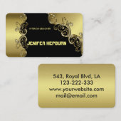 金ゴールドと黒のエレガント名刺モノグラム 名刺 (正面/裏面)