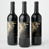 金ゴールドと黒のキーボード – 日付を保存 ワインラベル (ボトル)