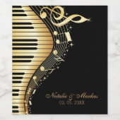 金ゴールドと黒のキーボード – 日付を保存 ワインラベル (シングルラベル)