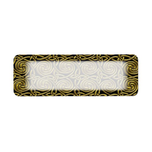 金ゴールドと黒のケルト系らせんノットのパターン ラベル (正面)