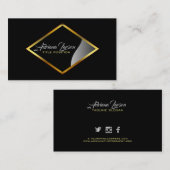 金ゴールドと黒のシャクナゲ 名刺 (正面/裏面)