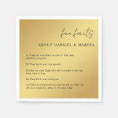 金ゴールドと黒のスクリプトおもしろいファクト新しい結婚weds スタンダードカクテルナプキン (正面)