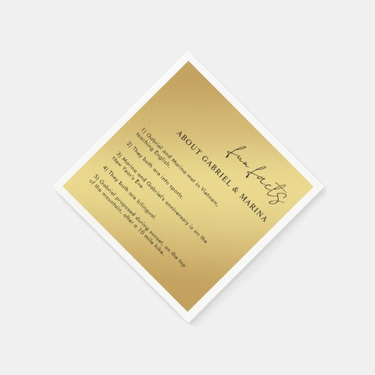 金ゴールドと黒のスクリプトおもしろいファクト新しい結婚weds スタンダードカクテルナプキン (角)